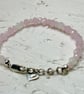 Faceted Rose Quartz Bead Bracelet with Sterling Silver Heart Charm & Extender Ch