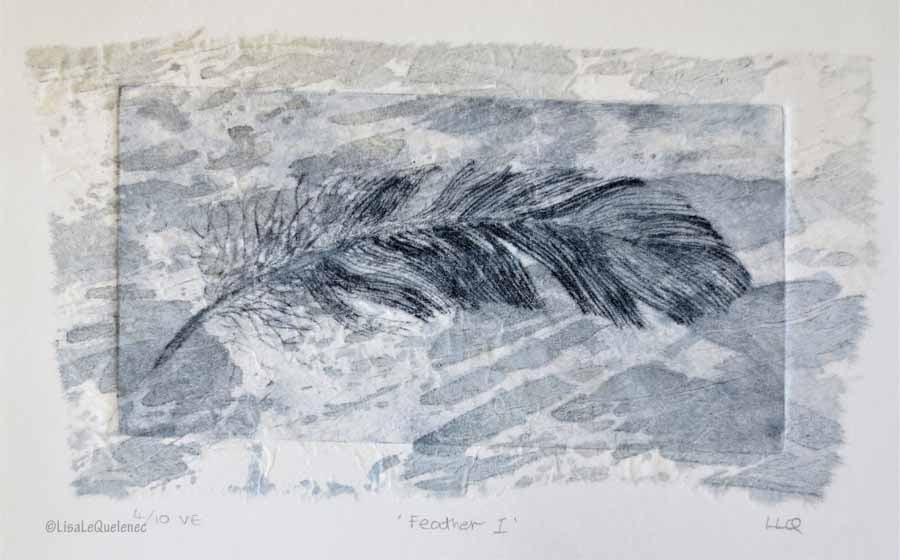 Feather I an original drypoint etching with no.4 in a limited edition of 10