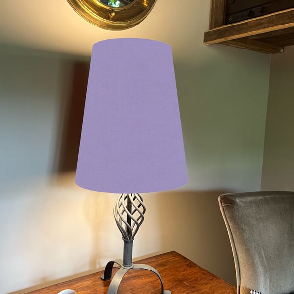 Lilac cone lampshade extra tall lampshade, purple lilac cotton cone
