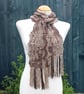 Crochet Stripey Scarf in Mahogany Brown - Image 7