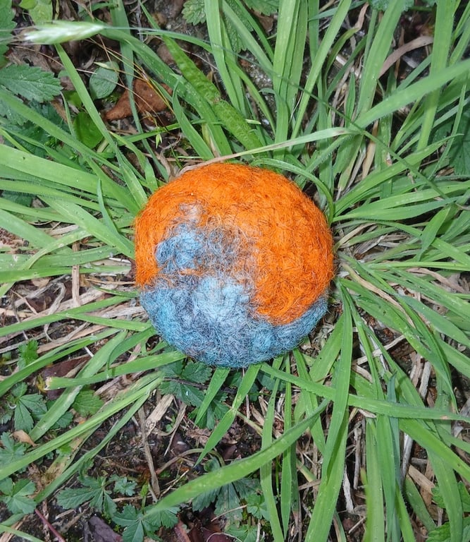 Orange and Blue Planet Brooch