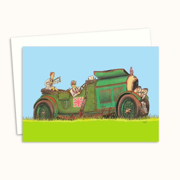 Bentley Boys Greeting Card: Nostalgic Illustration of Past Times (311)