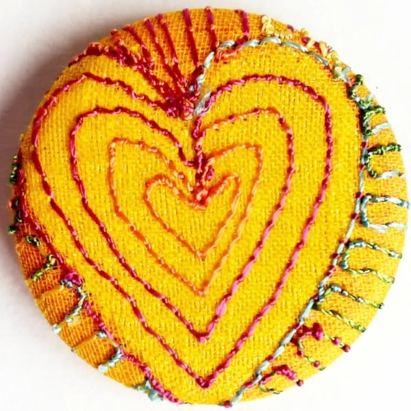 Buttons 1 inch button Hand Dyed Silks and Cottons Free Machine Embroidery Button