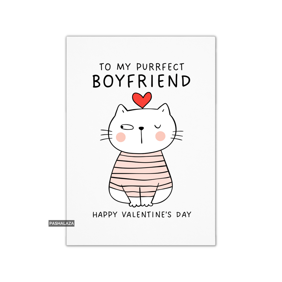 Funny Cat Valentine's Day Card - Unique Unusual Greeting Card - Boyfriend