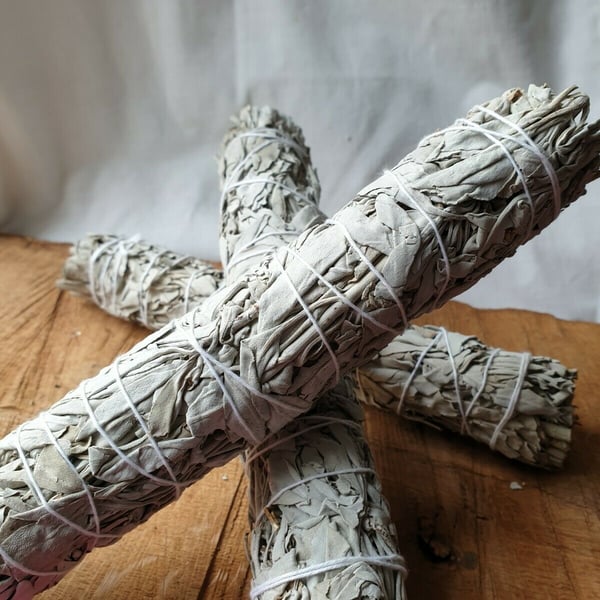 Pagan Wiccan dried large white Sage Smudge Stick 9" cleansing purification