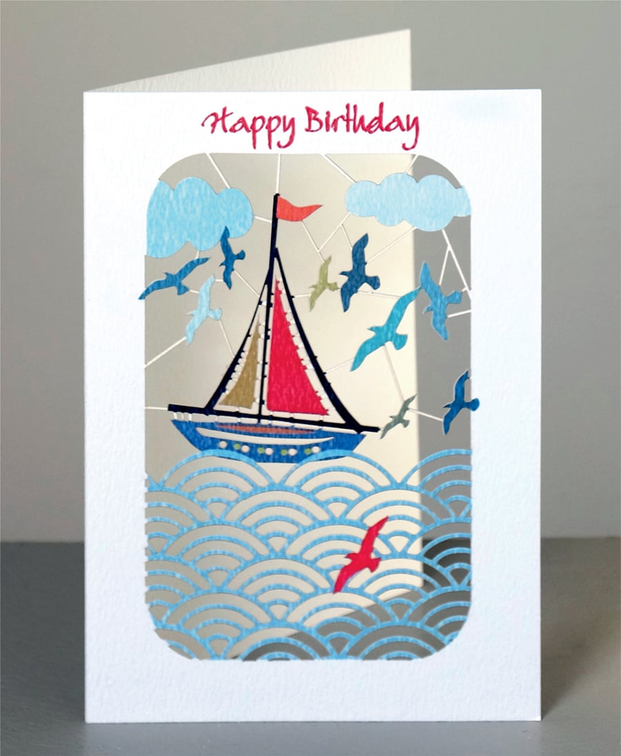 Sea Boat  - Birthday Card - Laser Cut Birthday Card - PM266