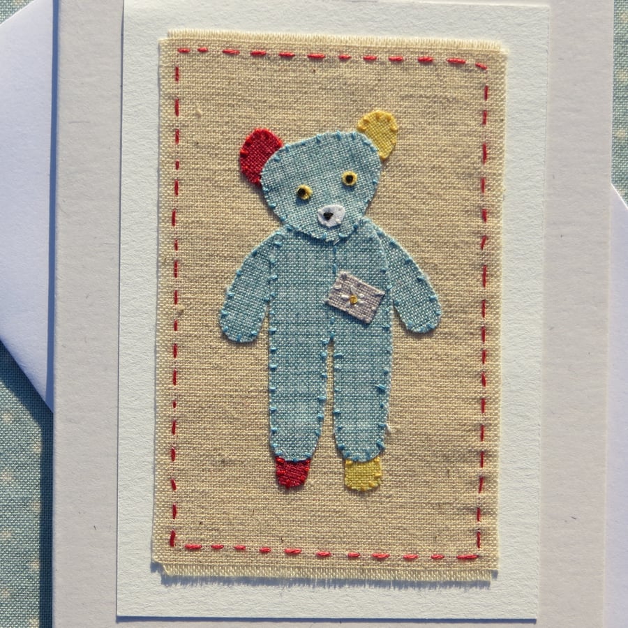 Little Bear hand-stitched miniature on card, for lovers of bears everywhere!