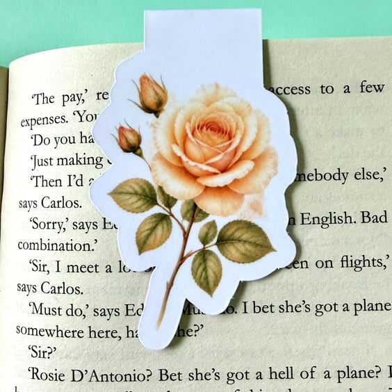 Rose Magnetic Floral Bookmark, June Birth Flower Gift for Book Lovers.