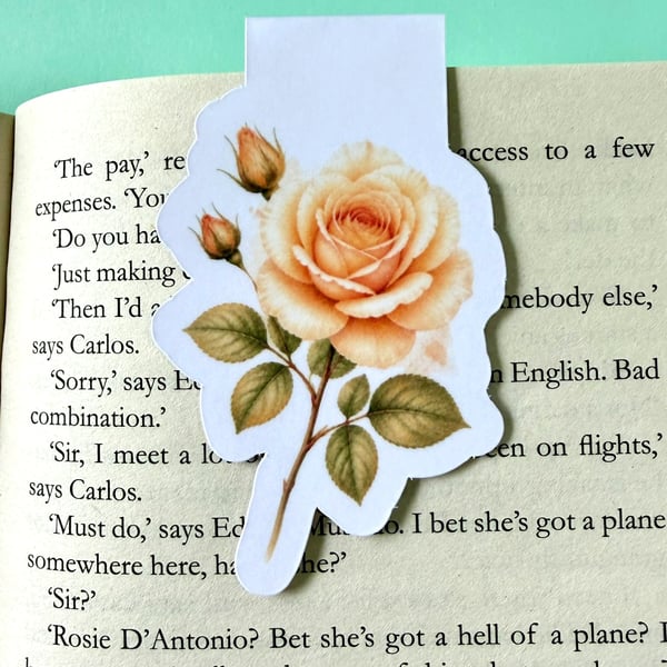 Rose Magnetic Floral Bookmark, June Birth Flower Gift for Book Lovers.