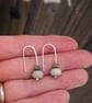 Frosted Amazonite and Rhyolite bead drop earrings, silver threader bead earrings - Image 2