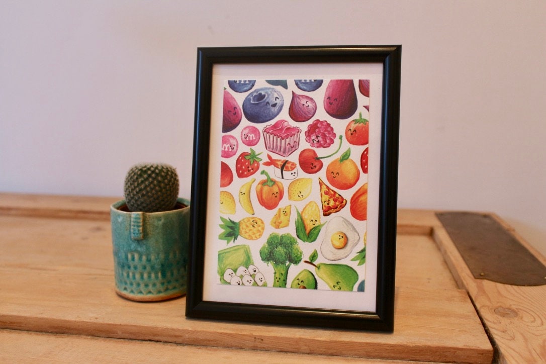 Rainbow Multicoloured Food - Bright, Colurful and Cute Postcard - A6 Print