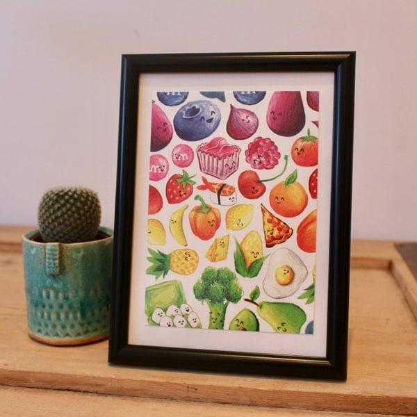Rainbow Multicoloured Food - Bright, Colurful and Cute Postcard - A6 Print