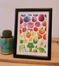 Rainbow Multicoloured Food - Bright, Colurful and Cute Postcard - A6 Print