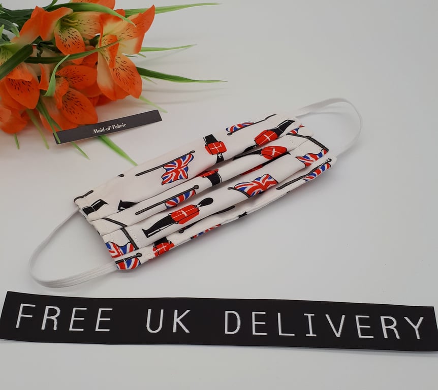 Face mask,  small,  3 layer,  machine washable in Queens guard fabric.  