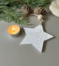White Heart and Star Christmas Hanging Decorations - Winter Scene Duo - Image 9