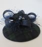 Black Watch Tartan Navy & Black Cocktail Percher Fascinator Mini Hat  - Image 3
