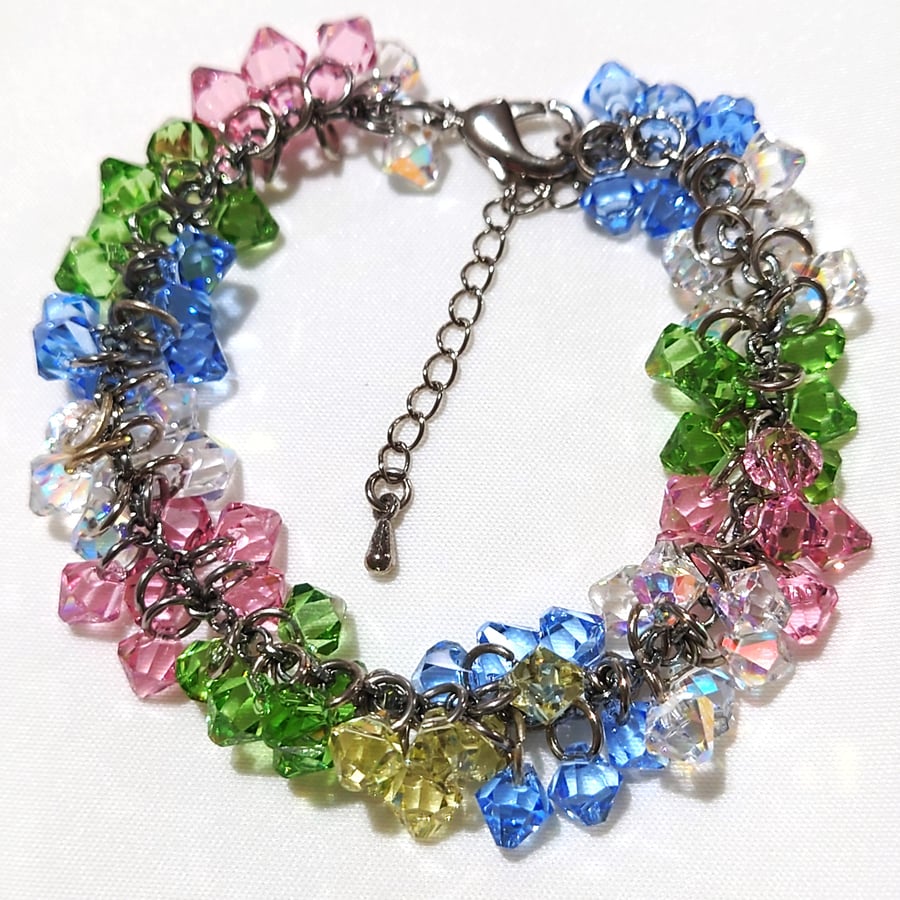 Swarovski Crystal Beaded Dangle Bracelet - Folksy