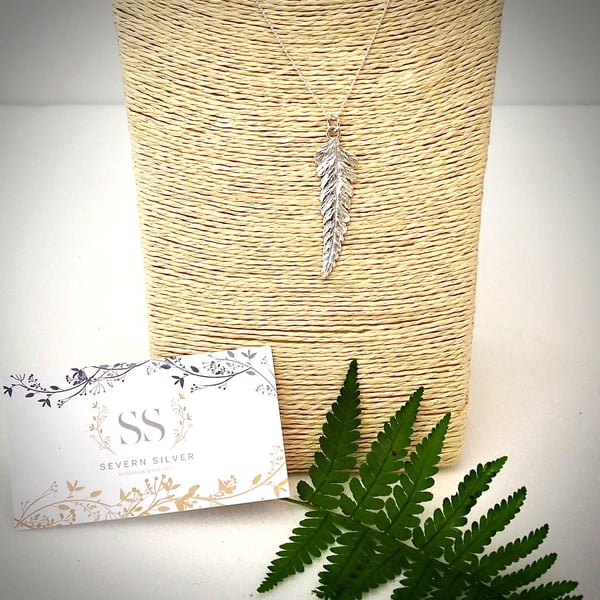 Forest Fern - Precious metal clay and Sterling Silver pendant necklace