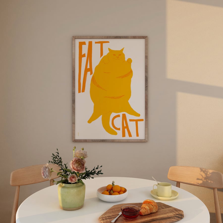 Fat Cat Art Print Poster