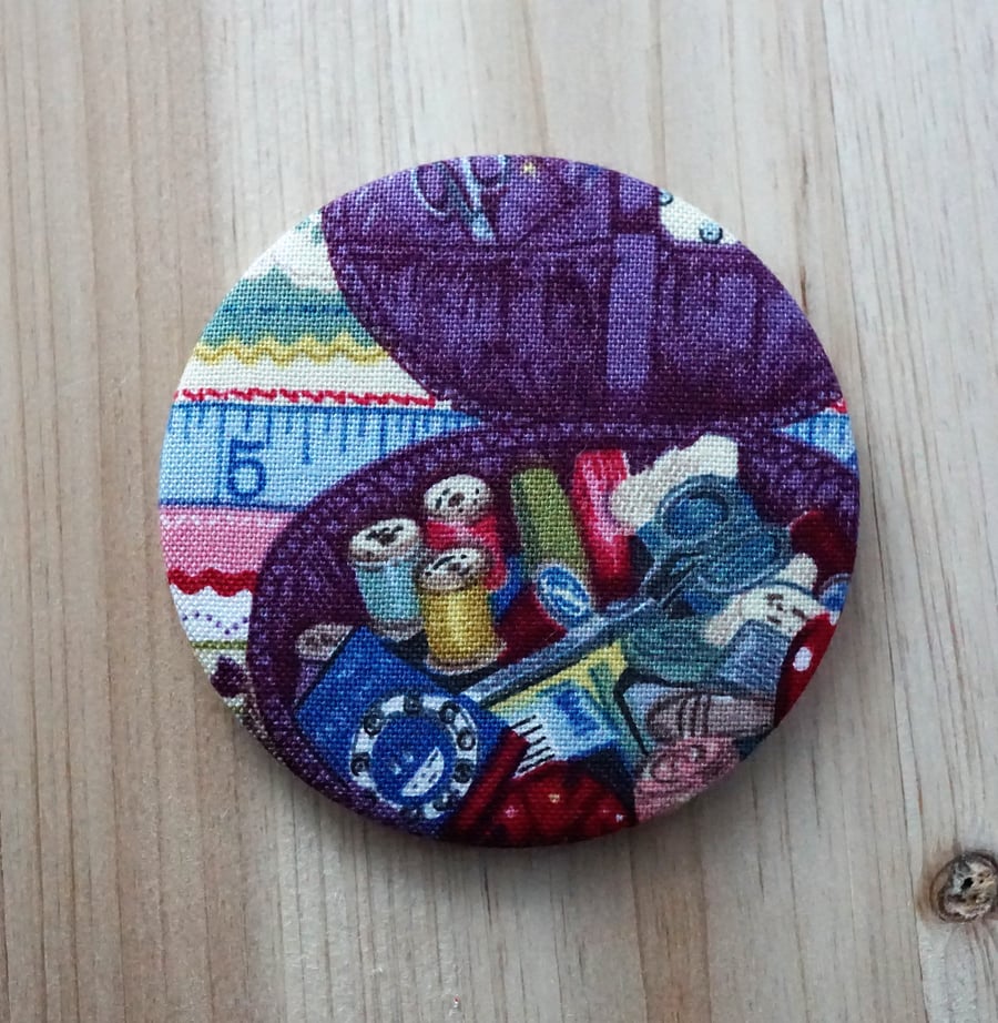 Sewing Box Fabric Pocket Mirror