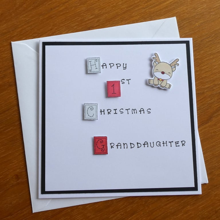 Granddaughter First Christmas Card - Reindeer