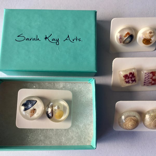 Beach treasure studs from The Shetland Islands.