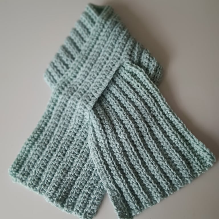 Crochet Neckwarmer (Duck Egg) - stay cosy anytime anywhere!