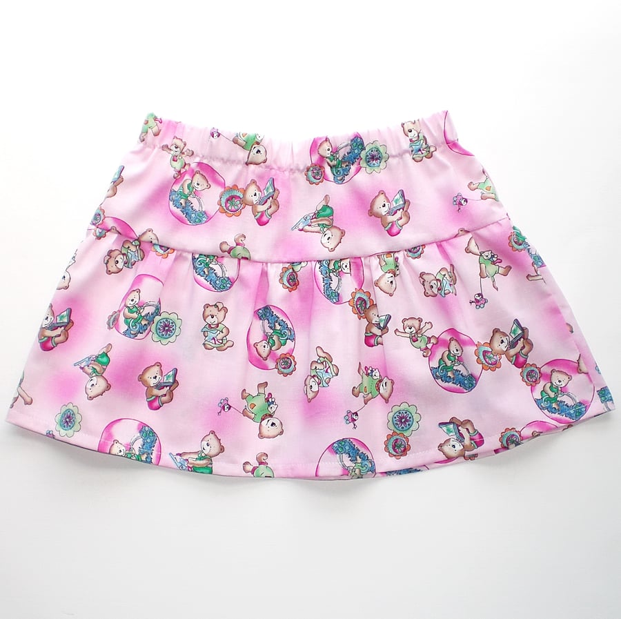 REDUCED! Toddlers elasticated skirt with teddy bear print.