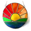 Sunrise Picture Stained Glass Suncatcher Handmade Sea Ring 077