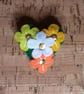 Multi Flower in Yellows Felt Brooch Small Heart - Image 1
