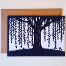 Willow Tree Printed Anniversary Greeting Card of Papercut - Eco-friendly 