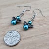 Tiny turquoise pearl angel earrings