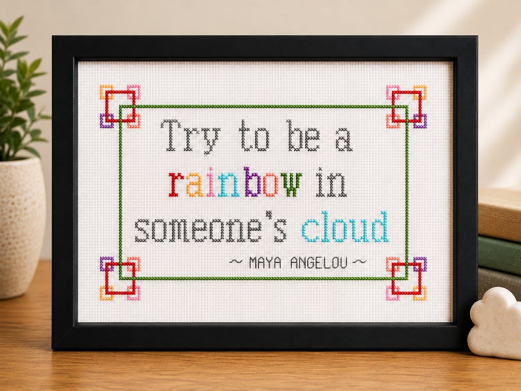 Framed picture in cross stitch 
