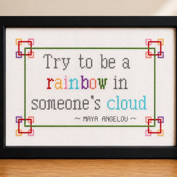 Framed picture in cross stitch 