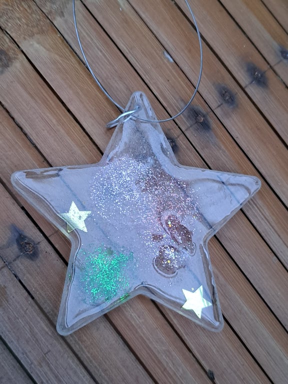 Hanging resin glitter firework star
