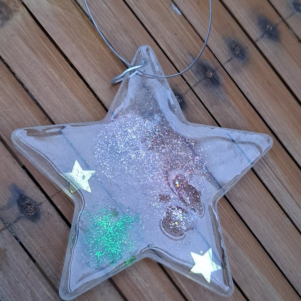 Hanging resin glitter firework star