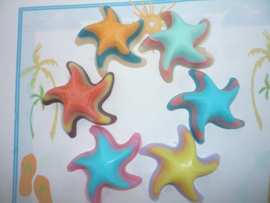 multicoloured starfish soaps x 4