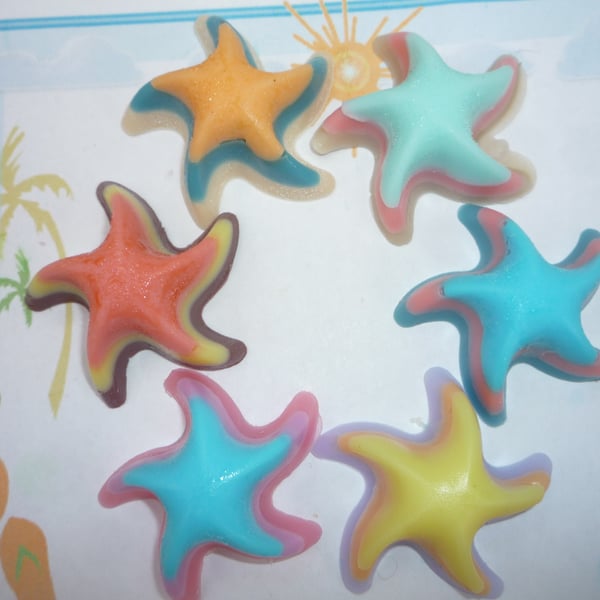 multicoloured starfish soaps x 4