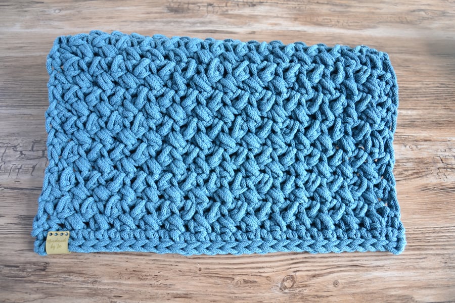 Crochet table runner - petrol blue
