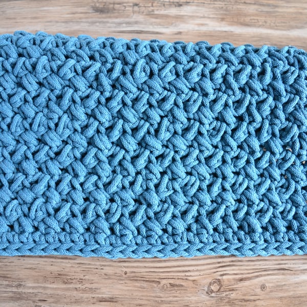 Crochet table runner - petrol blue