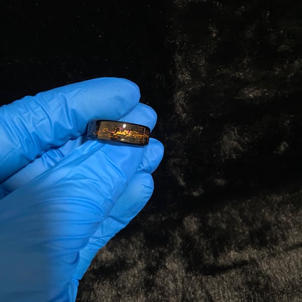 Resin ring crackling lava gloss finish 