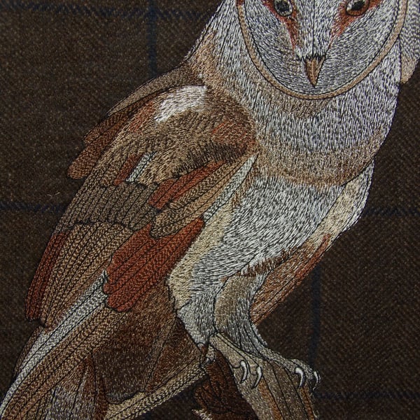 Embroidered Barn owl wall art framed 