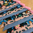 Flowery Cord and Denim Bunting - 3m - Recycled Fabric - Home, Party and Camping