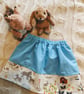 Blue children's skirt with barnyard fabric trim, age 2-3 - Image 1