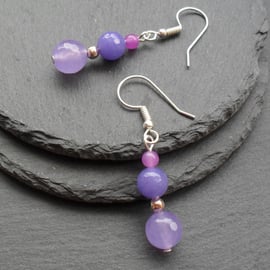 Lilac Drop Earrings Silver Plate