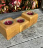 Set of 3 Handmade Horse Chestnut Wood Candle Holders with Glass Liners - Image 2