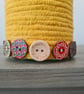 Handmade Mustard Yellow Yarn Wrapped Jar - Colourful Vase - Rustic Button Decor - Image 5
