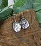 Earrings, Sterling Silver Floral Pattern Droppers