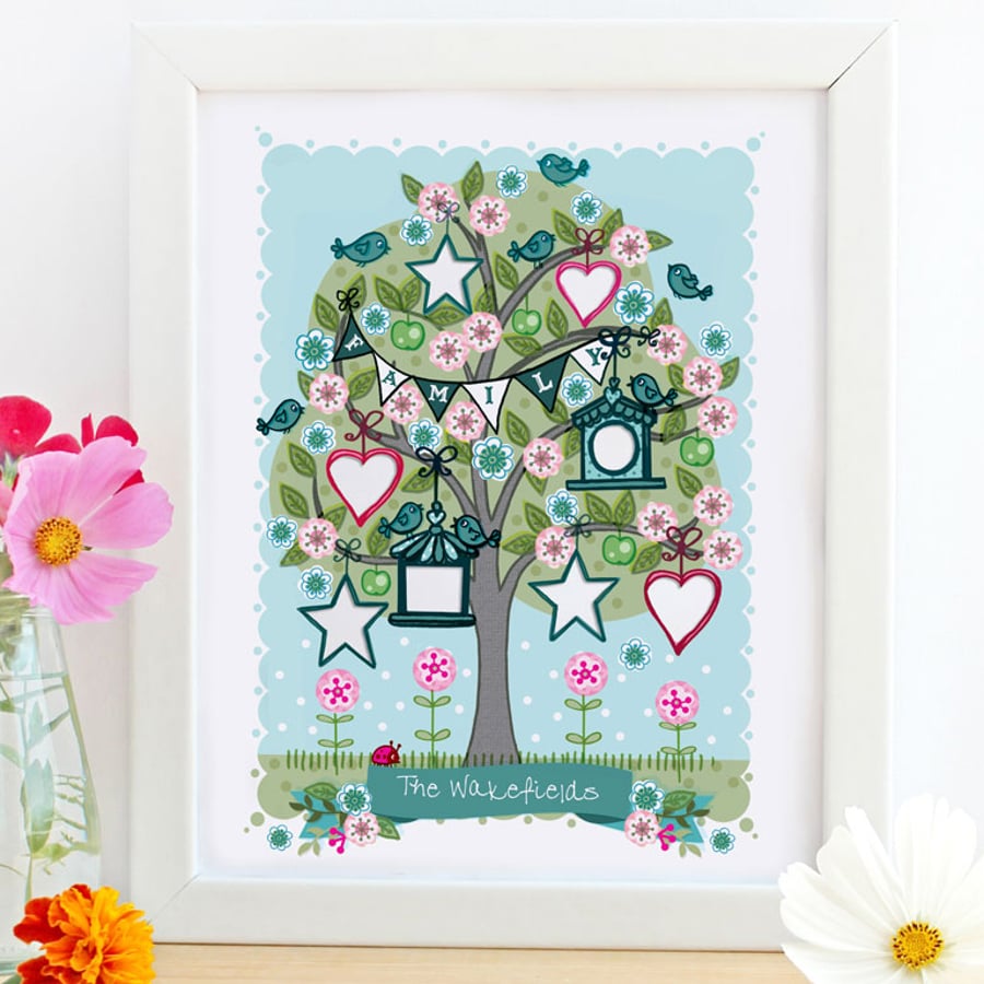 PERSONALISED 'Family Tree' Framed Print (10x8)