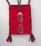 Crossbody Boho Festival Bag, Purse, Red & Black, Handspun Crocheted, Merino  - Image 7
